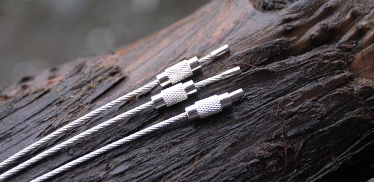 10PCS 15CM Outdoor Tools EDC Camping Tools Equipment Multi Keychain Kit 304 Stainless Steel Wire Rope Keyring