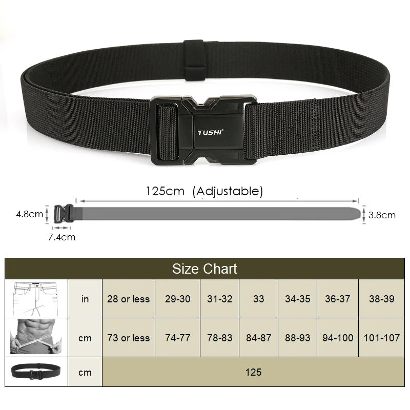 VATLTY New Elastic Casual Belt for Men Quick Release Metal Buckle Tactical Outdoor Girdle Adjustable Blue Hiking Belt Male