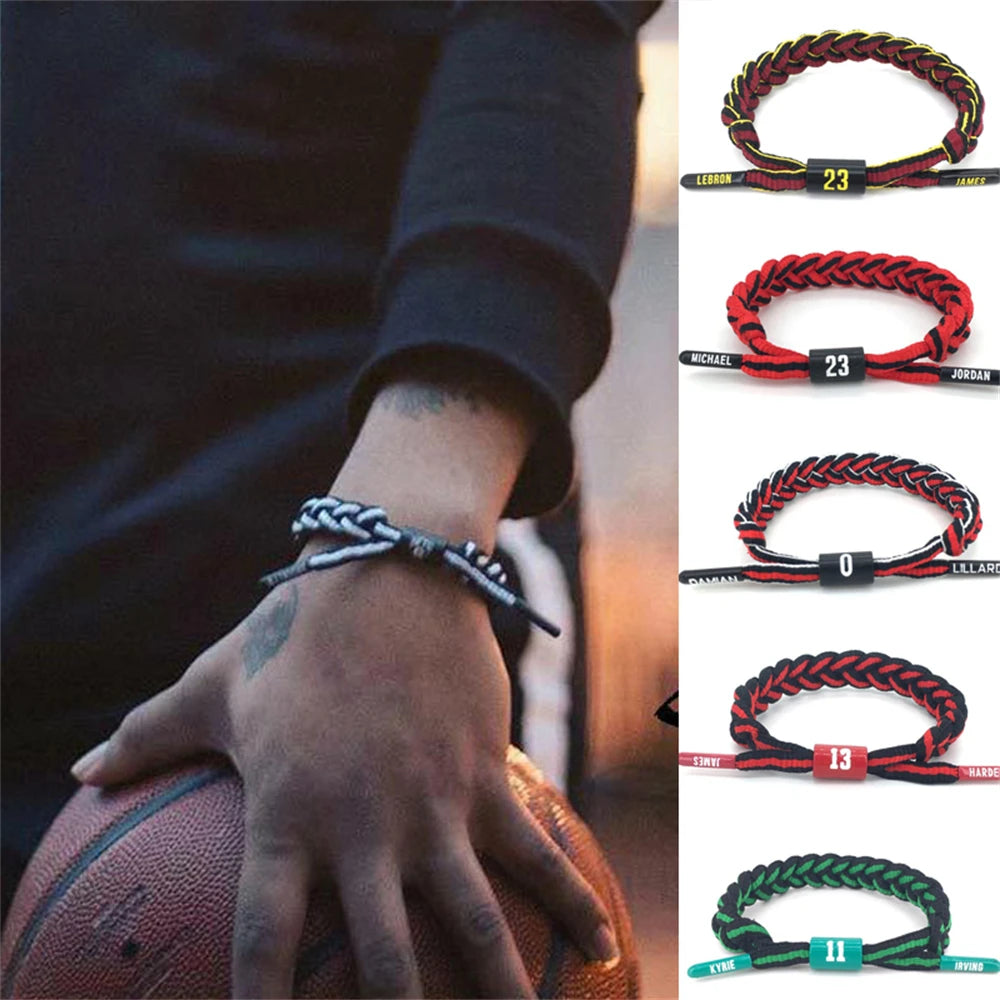 Sport Style Men Hand Woven Number Rope Bracelet Couple Adjustable Paracord Bracelet For All Ages Basketball Fan Souvenir Gift