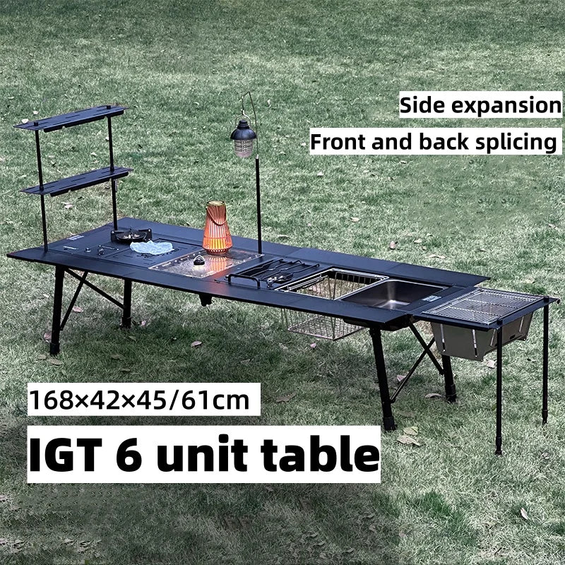 Tryhomy Outdoor Camping IGT Table IGT 6 Unit Table Portable Aluminum Alloy Ultralight Fold Camping Desk BBQ Picnic IGT Table New