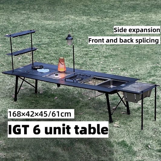 Tryhomy Outdoor Camping IGT Table IGT 6 Unit Table Portable Aluminum Alloy Ultralight Fold Camping Desk BBQ Picnic IGT Table New