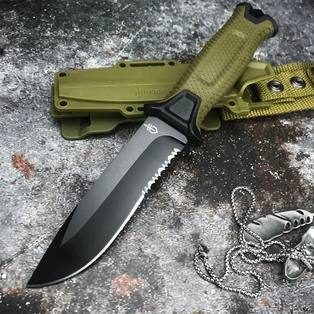 GB 1500 Military Tactical Fixed Blade Knife 8Cr13Mov Blade Plastic Handle Outdoor Hiking Camping Hunting Cutting Survival Tools