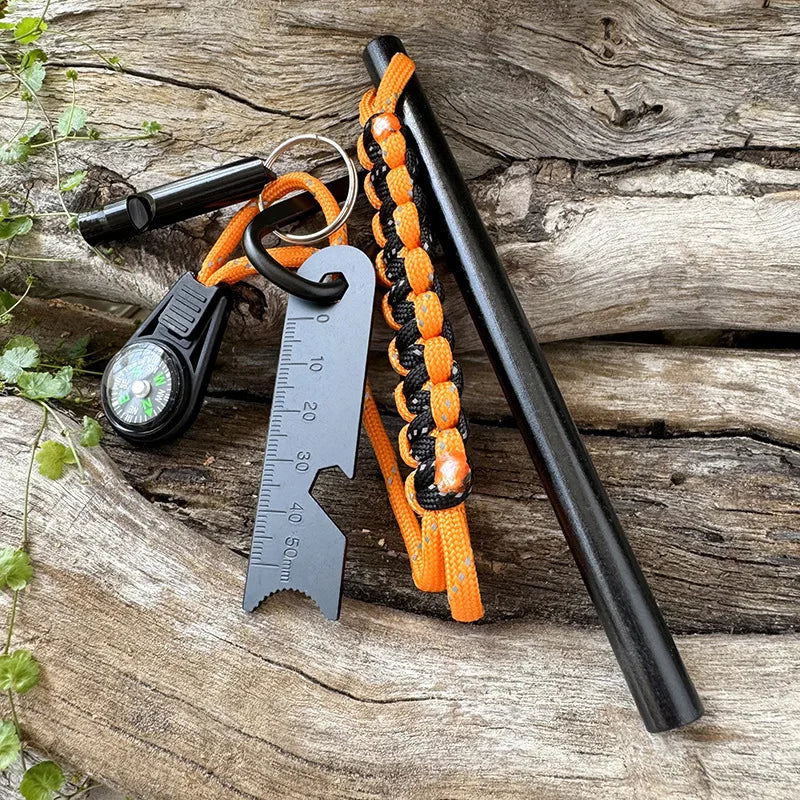 Bear Grylls Survival Fire Starter Magnesium Flint Rod, Portable Emergency Firesteel Kit Compass Whistle for Camping Hiking Tool