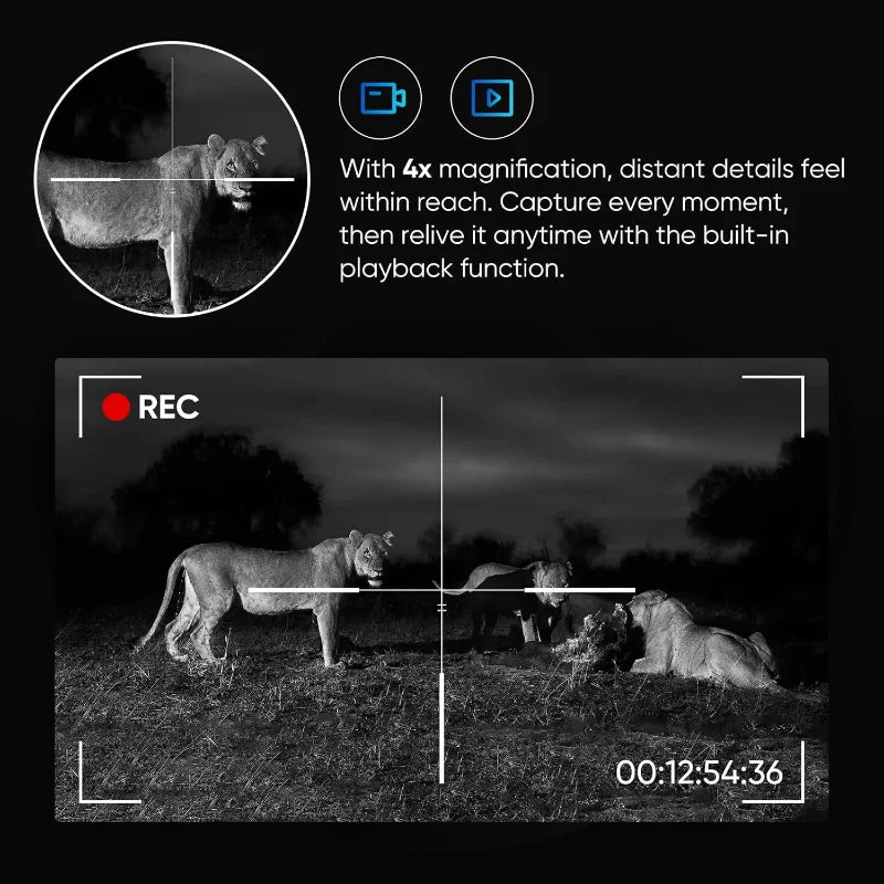 1920x1080 OLED Night Vision Scope for Hunting HD Photos Videos Clip on Night Vision Monocular Day Night Observation up to 300M