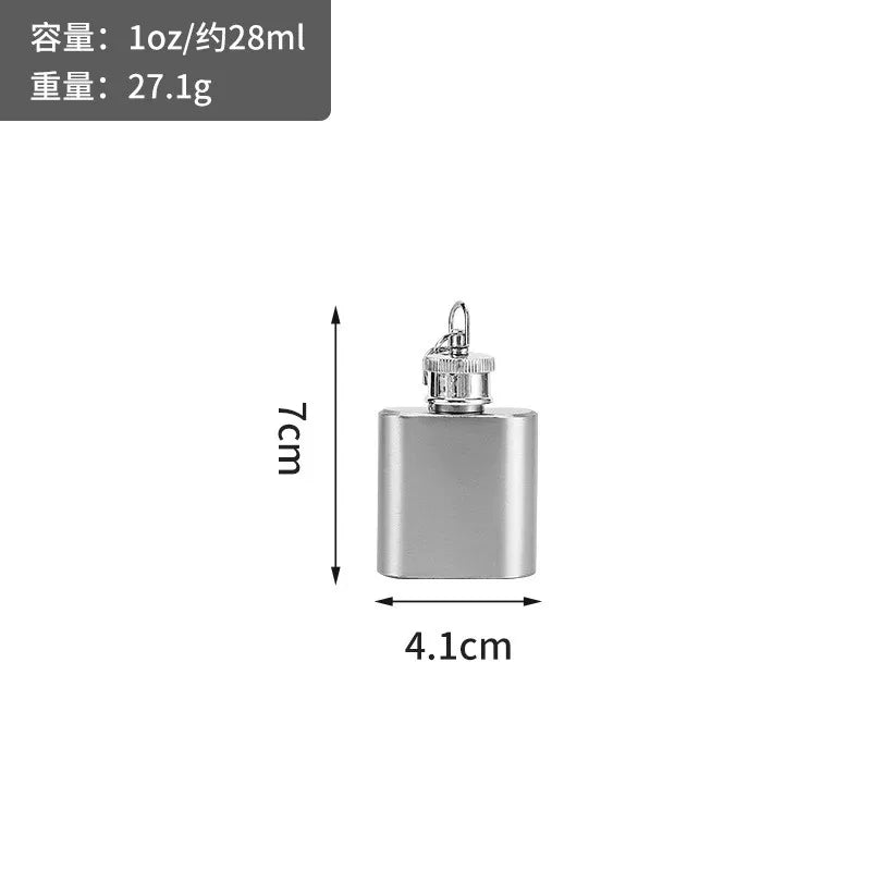 1 oz 2 oz Whiskey Mini Bottle Key Chain Stainless Steel liquor Flask Screw Cap Portable Outdoor Travel Camping Wine Set