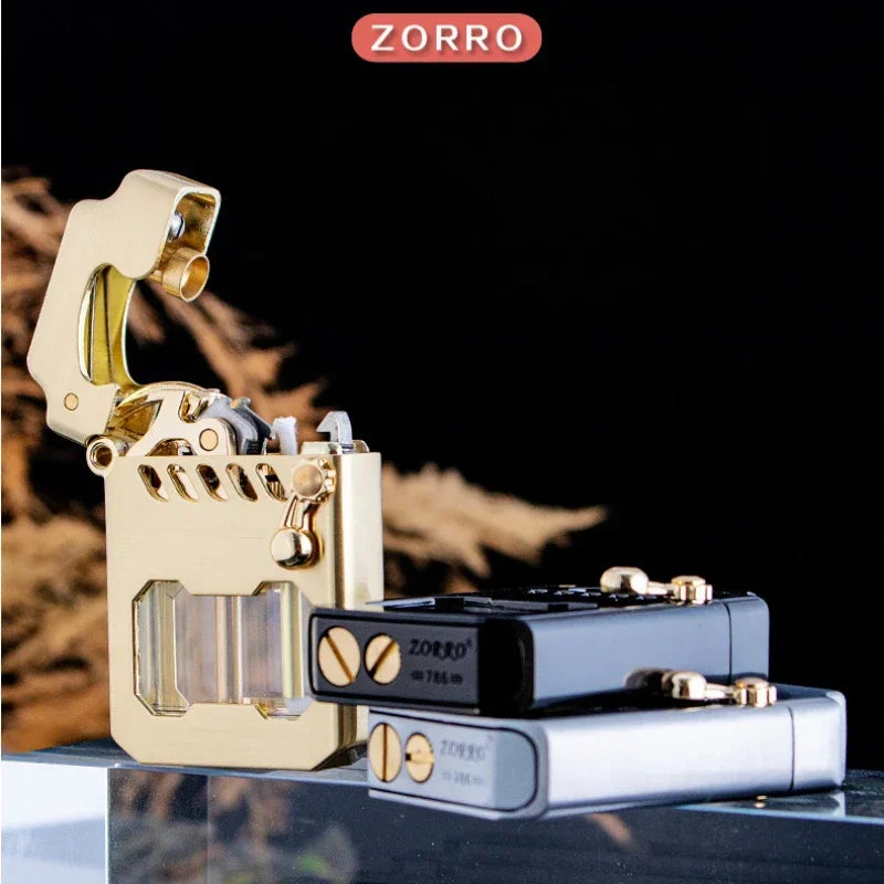 2025 ZORRO Mecha Transparent Fuel Tank Mechanical Ejection Kerosene Lighter Metal High-looking Creative High-end Men's Gifts