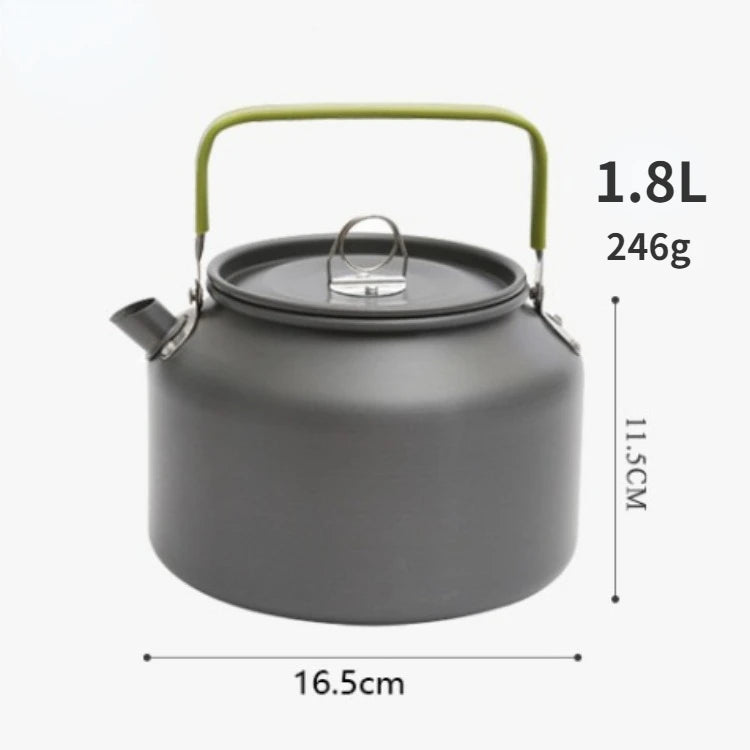 0.8L/1.1L/1.2L/1.6L/2L/2.5L Aluminum alloy Portable Outdoor Camping Coffee and Tea Kettle for Hiking Fishing Picnic and Cooking