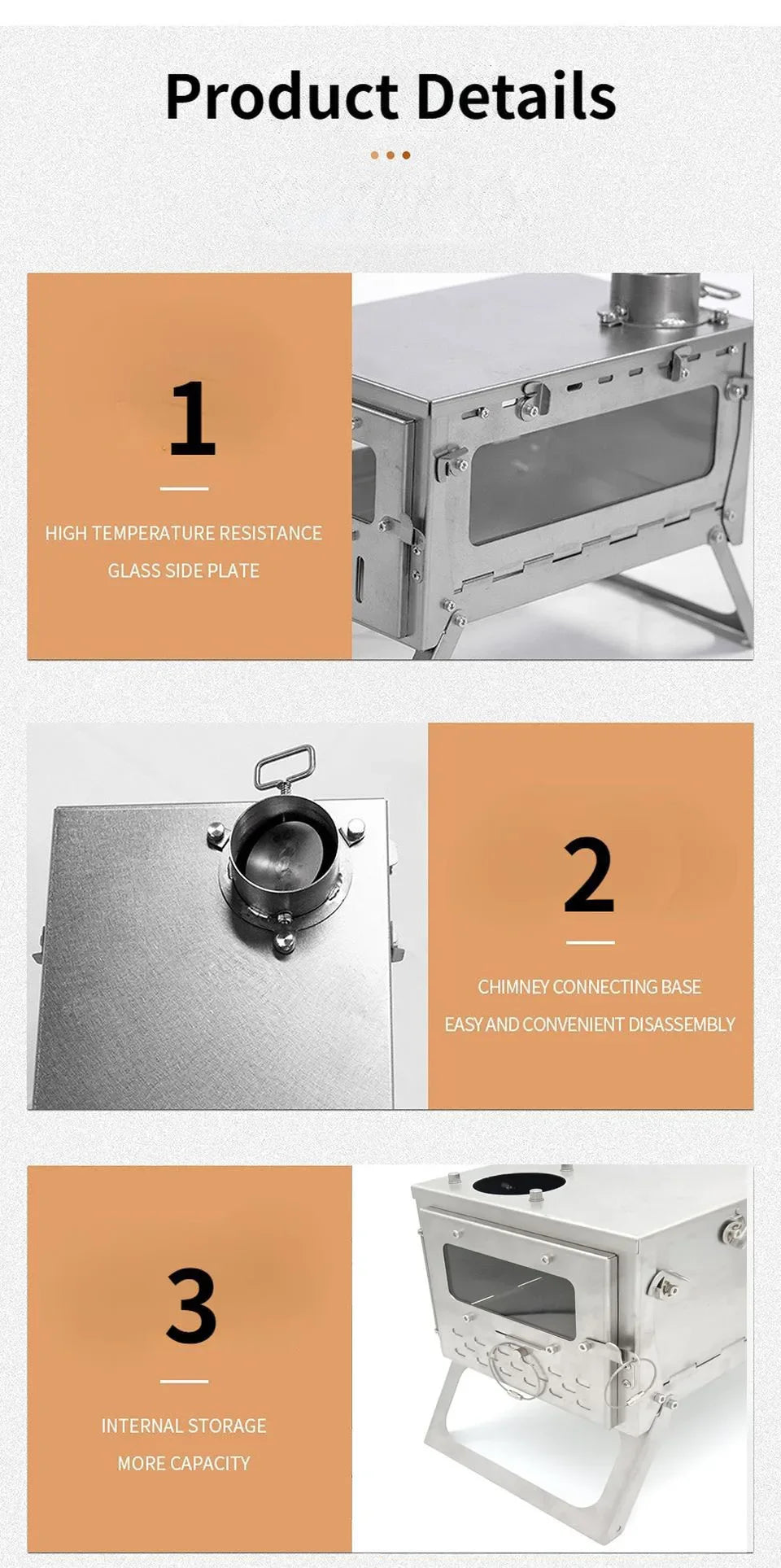 Tryhomy 1mm Titanium Wood Stove Folding Ultralight Camping Stove Brazier Portable Tent Fire Wood Heater Burner with Accessories