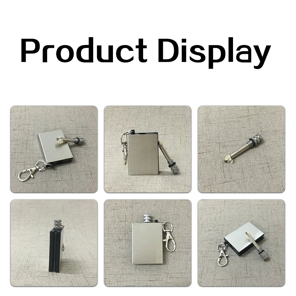 Metal Keychain Lighter Portable Flints Metal Match Waterproof Keychain Permanent Match Emergency Survival Camping Fire Starters