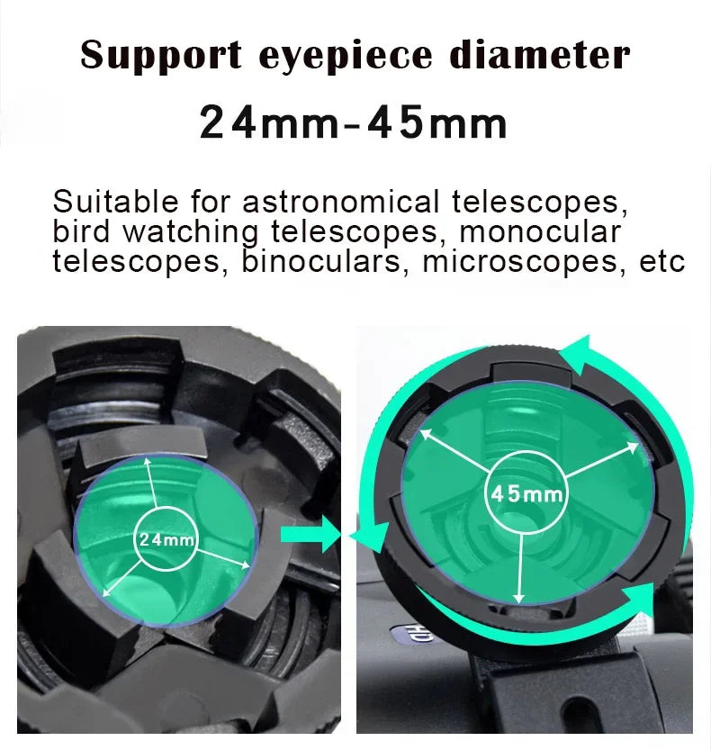 Telescope Phone Photo Adapter Universal Quick Aligned Cell Phone Digiscoping Adaptor Mount Compatible with Binoculars Monocular