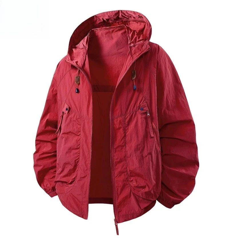 Men's Fishing Hooded Jacket Hiking Mountain Sport Waterproof Lightweight Windbreaker Rain Shell 2025 Camping Sun-proof Raincoat
