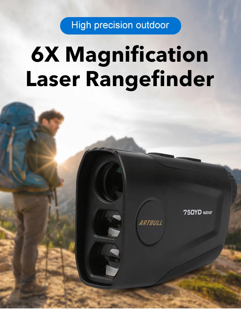 ARTBULL Laser Rangefinder Hunting Outdoor 1300yard 750yard 650m Golf Rangefinder with Flag-Lock Slope Adjusted Distance Meter