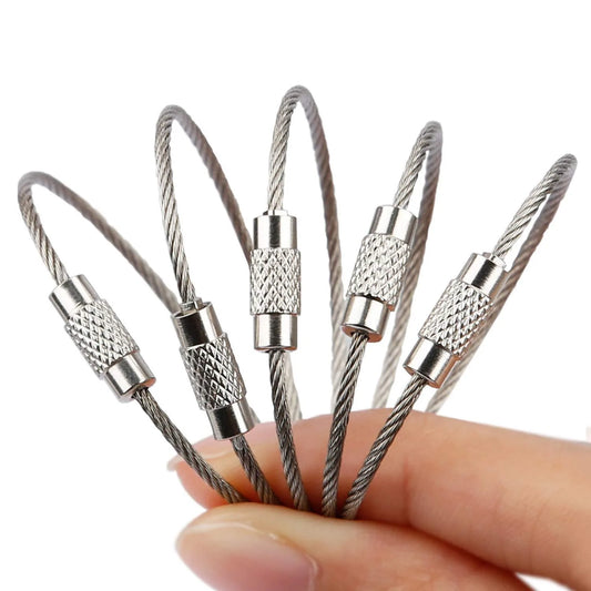 10PCS 15CM Outdoor Tools EDC Camping Tools Equipment Multi Keychain Kit 304 Stainless Steel Wire Rope Keyring