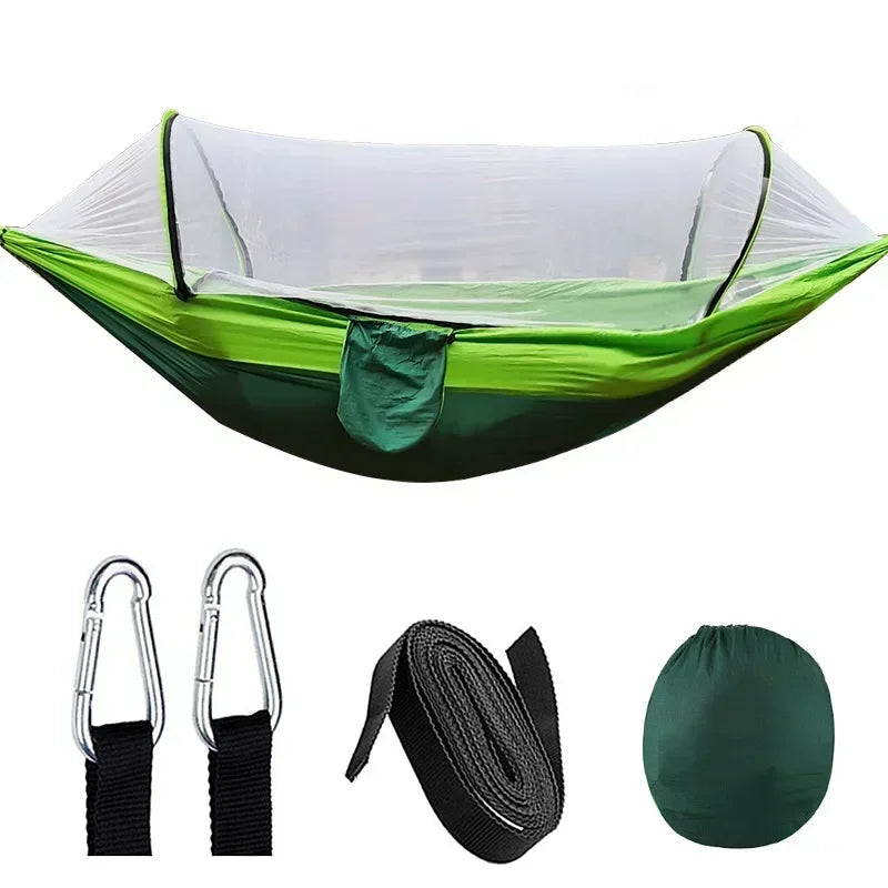 Camping Hammock Fully Automatic Quick Opening Mosquito Net Outdoor Camping Tent High Strength Parachute Fabric Hanging Bed Net