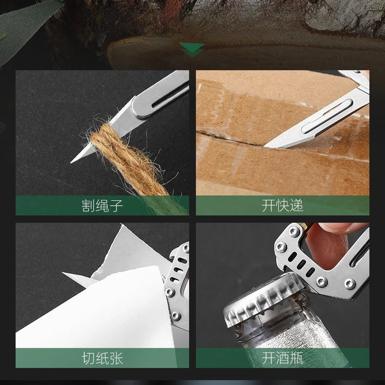 EDC Multi-functional Mini Knife Keychain Stainless Steel Outdoor Convenient Camping Emergency Survival Equipment