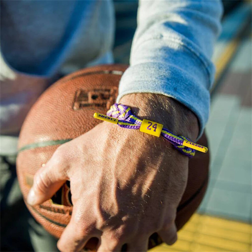 Sport Style Men Hand Woven Number Rope Bracelet Couple Adjustable Paracord Bracelet For All Ages Basketball Fan Souvenir Gift