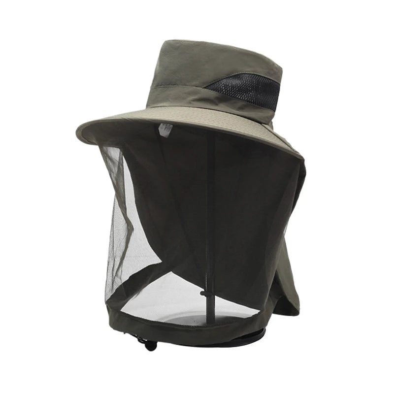Outdoor Fishing Cap Anti Mosquito Insect Hat Fishing Hat Bug Mesh Head Net Face Protector Camping Hats Fishing Cap