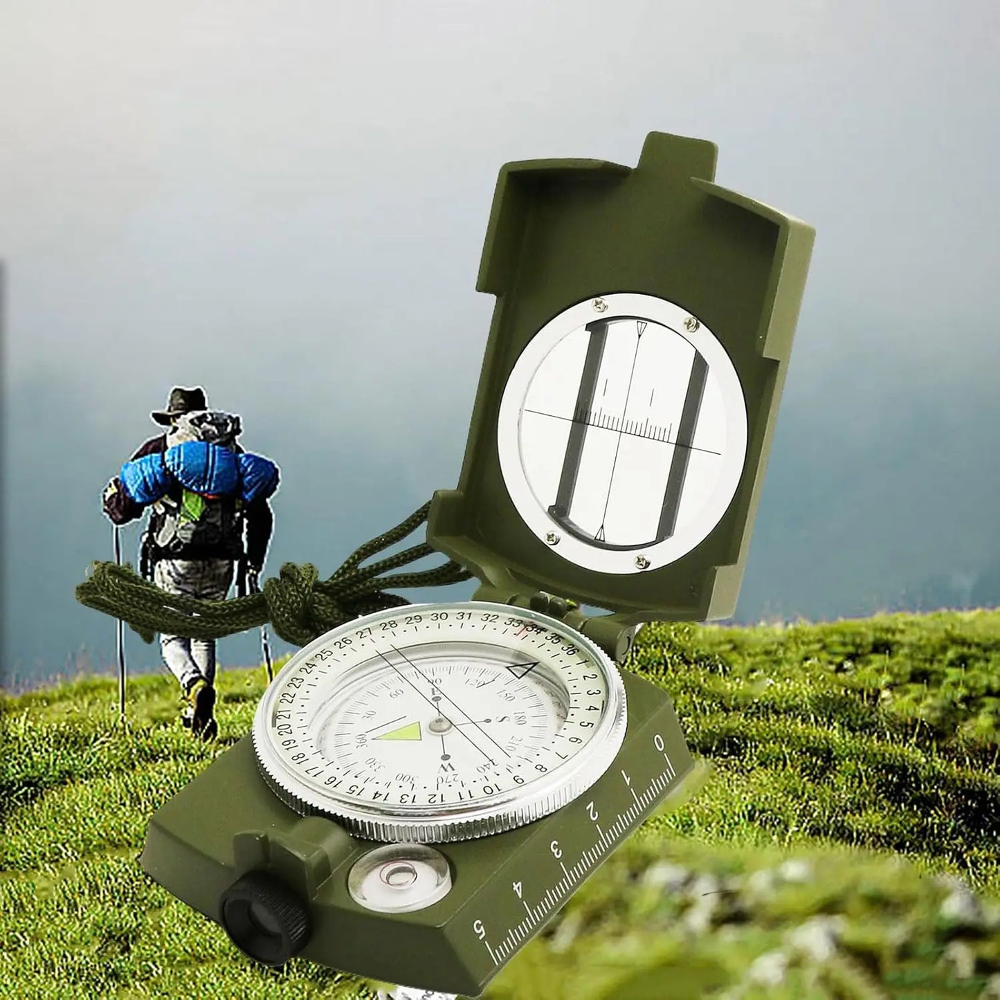 Outdoor Survival Compass High Precision Professional Metal Sight Compass Luminous for Outdoor Hiking Climbing Exploring Geology