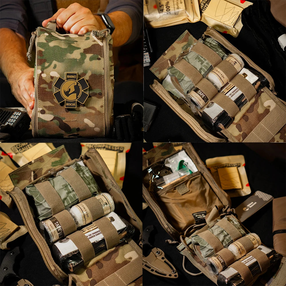 Rhino Rescue Tactical IFAK First Aid Kit with Molle System Survival Pouch for Camping Hiking Fishing Outdoor Trauma Care