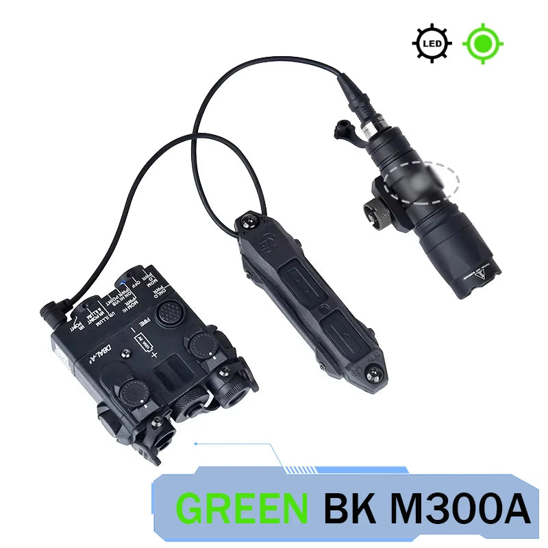 DBAL A2 Red Green Dot Laser Surefi M300 M600 Flashlight Pressure Switch Hunting Airsoft Weapon Light For 20mm MLOK KEYMOD Rail