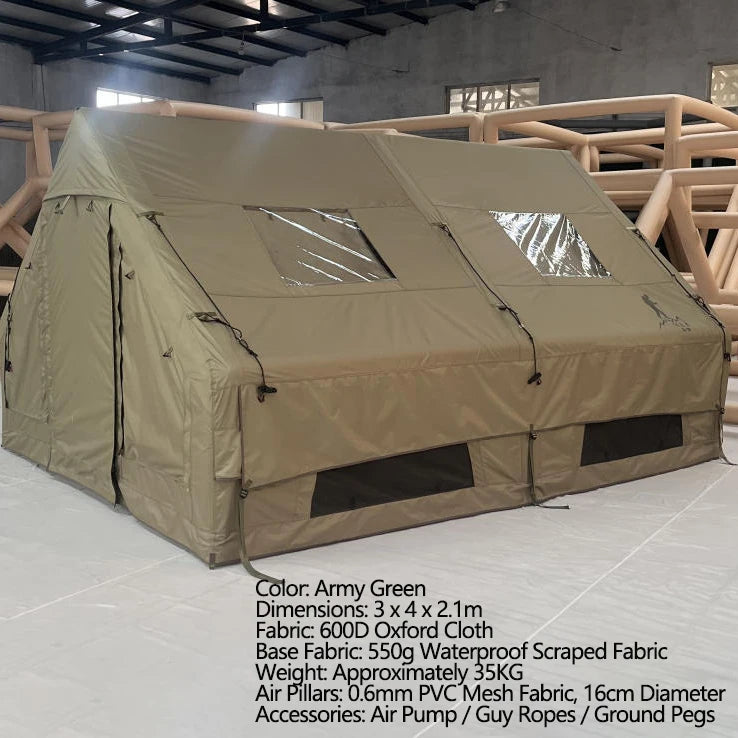 New Oxford Cloth 600D Khaki & Army Green Air-filled Tent for Professional Outdoor Camping Shelter Waterproof Durable Tents