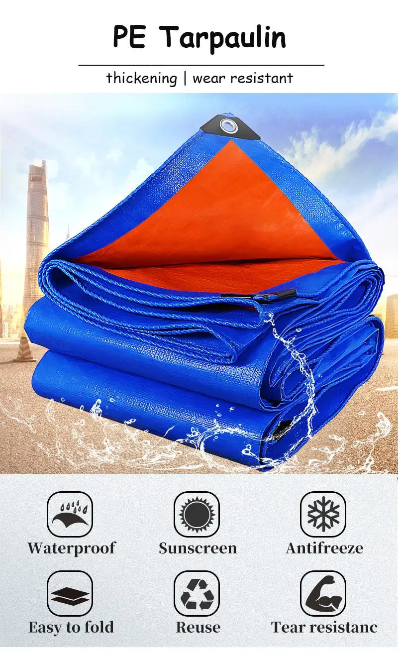 Waterproof Tarp Tarpaulin Awning Durable Rectangle Sun Shade Patio Sunrays Uv Block Rain Cover Camping Outdoor Facility Backyard