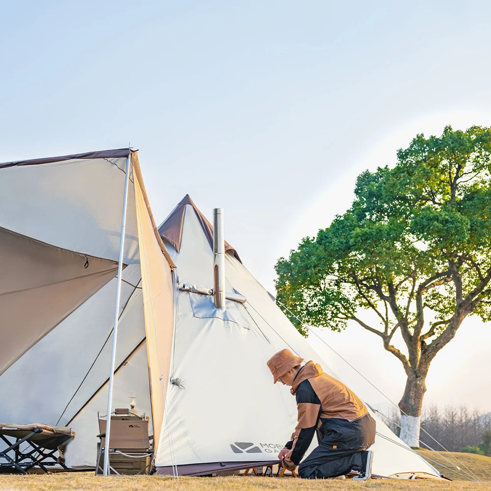 MOBI GARDEN Camping Pyramid Tent 4-6 Person Waterproof UV Protection Home Outdoor 3 Seasons Forest Tower 280