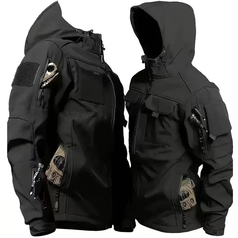 Men's Winter Autumn Fleece Sharkskin Waterproof Tactical Military Camping Hiking Jackets Climbing Hunting Coats Combat Pants