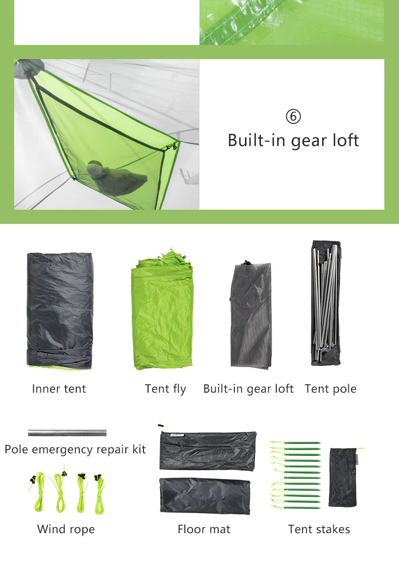 BISINNA 2 Person Ultralight Camping Tent 20D 380T Nylon Double Layer Waterproof Backpacking Tent for Hiking Travel with free mat