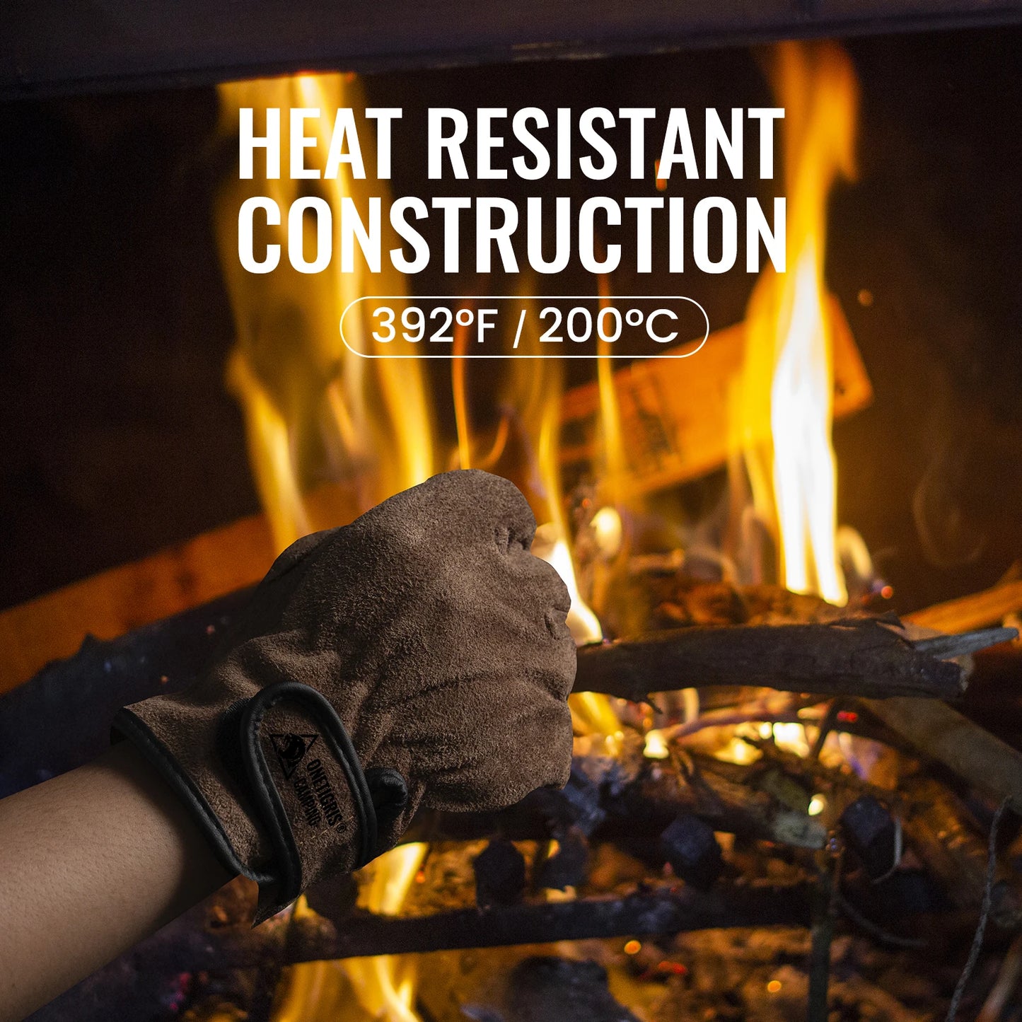 OneTigris Welding Gloves Fireproof Leather Work Gloves for Men/Women Forge BBQ Camping Wood Stove Heat-Insulating Cowhide