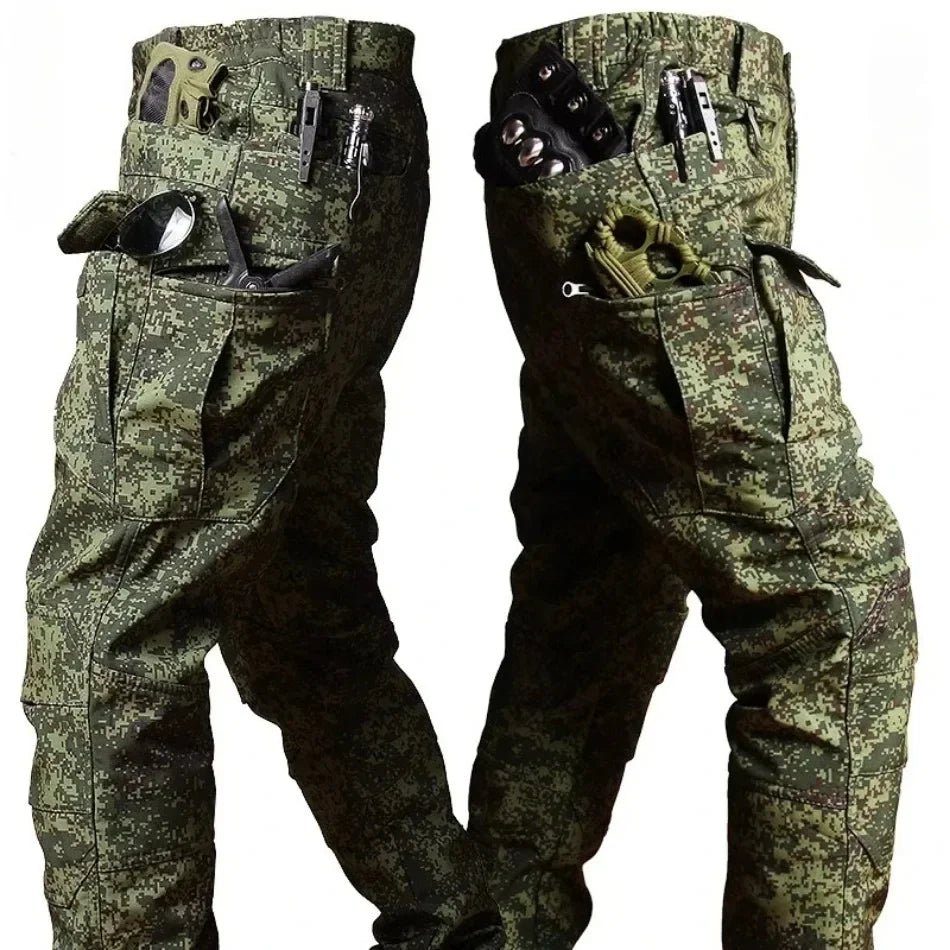 Tactical Waterproof Men Camo Set Soft Shell Fleece Winter Combat Suit Windbreak Warm Multi Pocket Outdoors Training Uniform