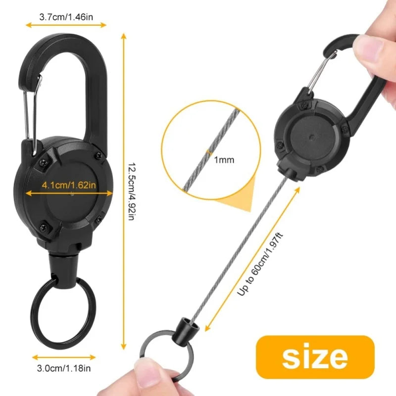 2/4/8pcs Outdoor Retractable Keychain Heavy Duty Carabiner Badge Holder Retractable ID Badge Clip Reel Key Chain for Fishing