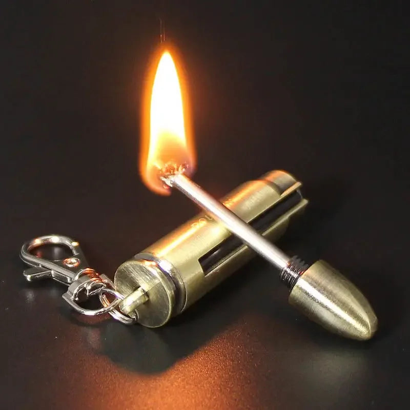 Match Lighter Creative Keychain Pendant Style Metal Waterproof Essential Outdoor Survival Igniter  Gadgets for Men