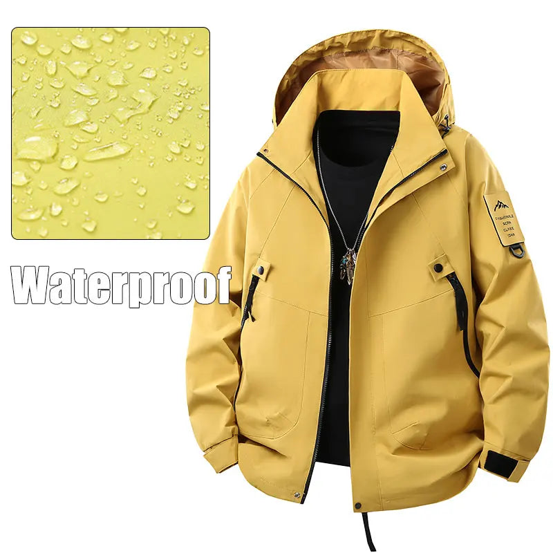 Unisex Hiking Jacket Men Outdoor Waterproof Climbing Fishing Hooded Jacket Autumn Spring Women Windproof Detachable Camping Coat