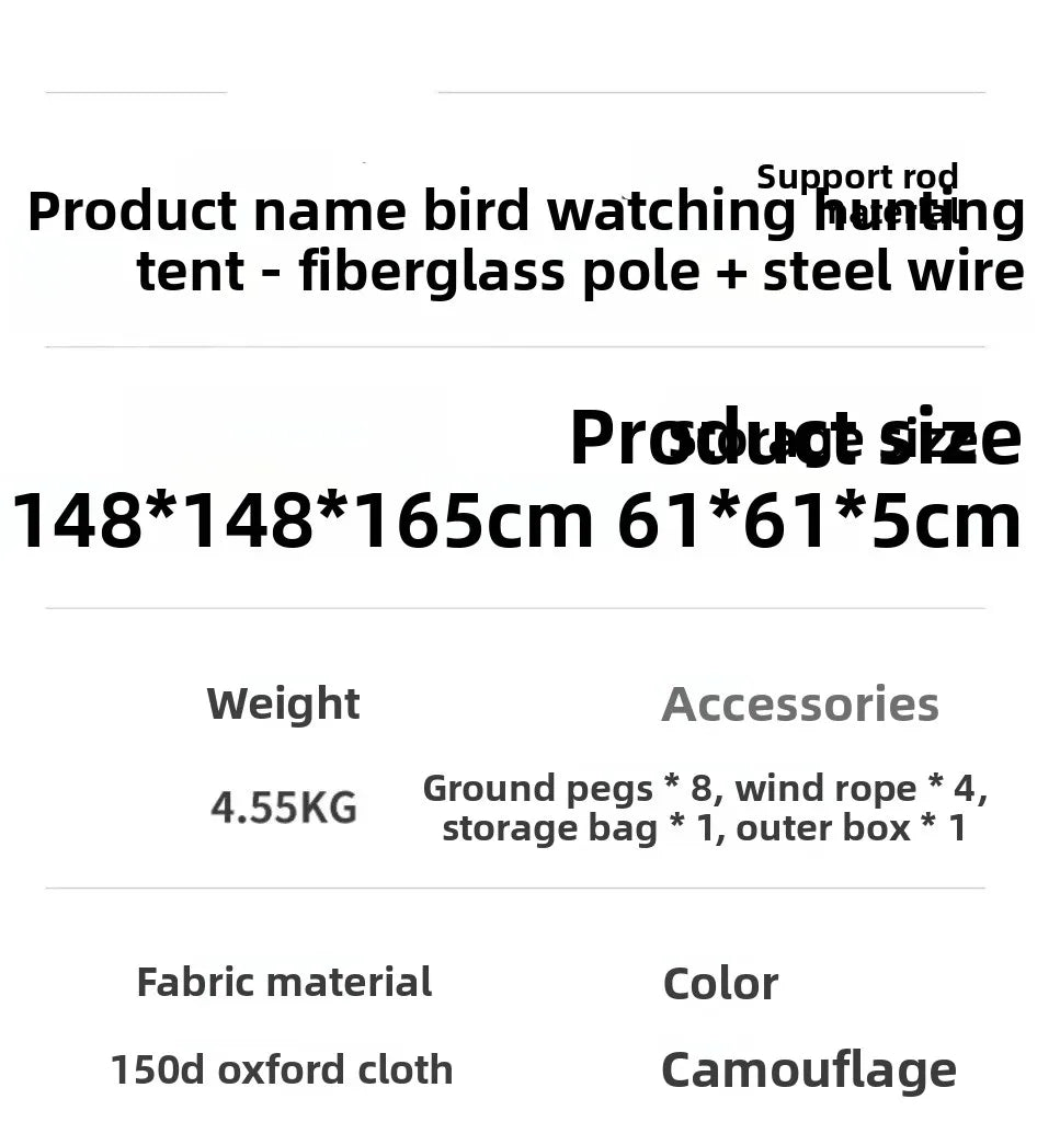 Outdoor Camouflage Camouflage Bird Watching Tent 270 ° Forest Multi-person Round Portable Hunting Tent