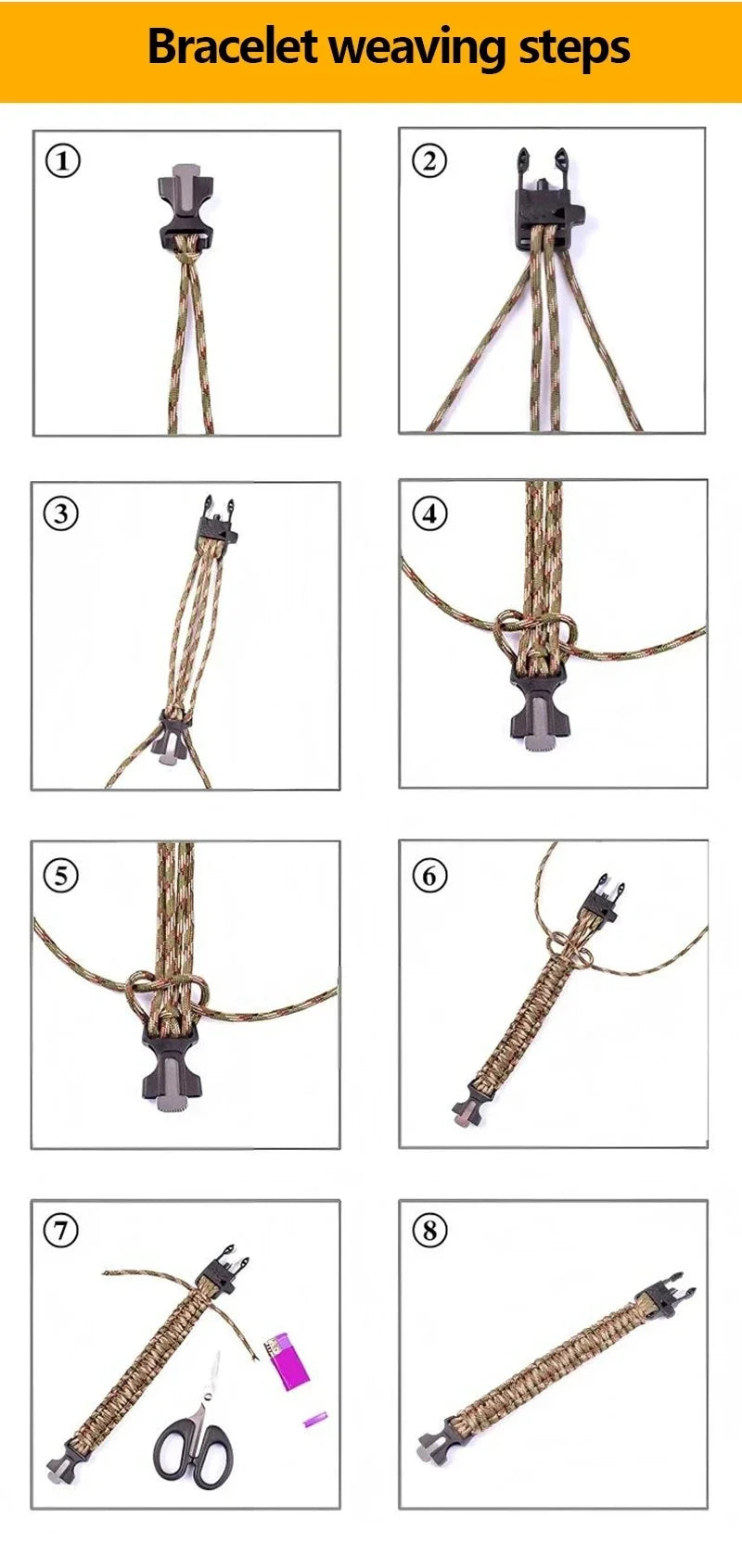 Outdoor Multi-function Paracord Survival Bracelet with Flint Adventure Emergency Rescue Survival Rope Bracelet Igniter for Men