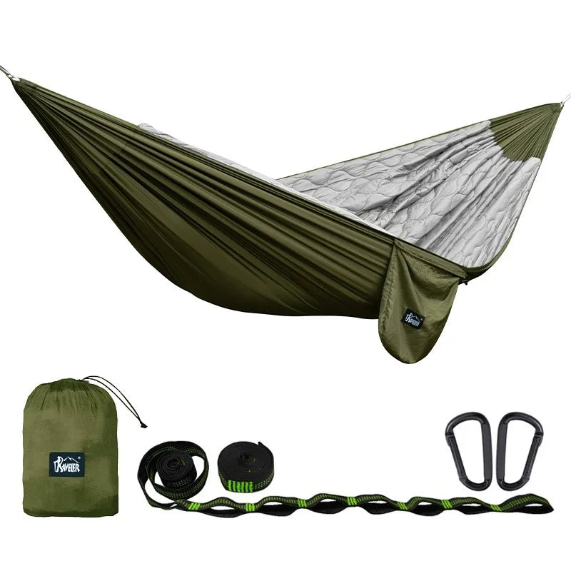 Outdoor Hammock with Sleeping Bag, Warm Comfortable Anti-Roll Design, Heavy Duty Windproof Cold Proof Camping Bed