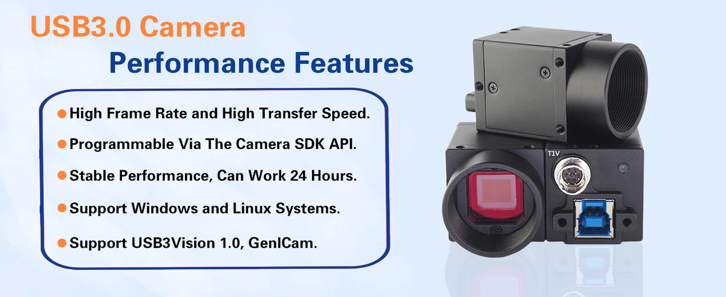 High Speed USB3.0 Machine Vision Industrial Digital Camera Color Scroll Shutter NIR With SDK Windows Linux