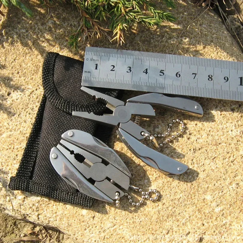 EDC Tools Travel Kits Portable Multifunction Folding Plier Stainless Steel Foldaway Knife Keychain Screwdriver Camping Survival