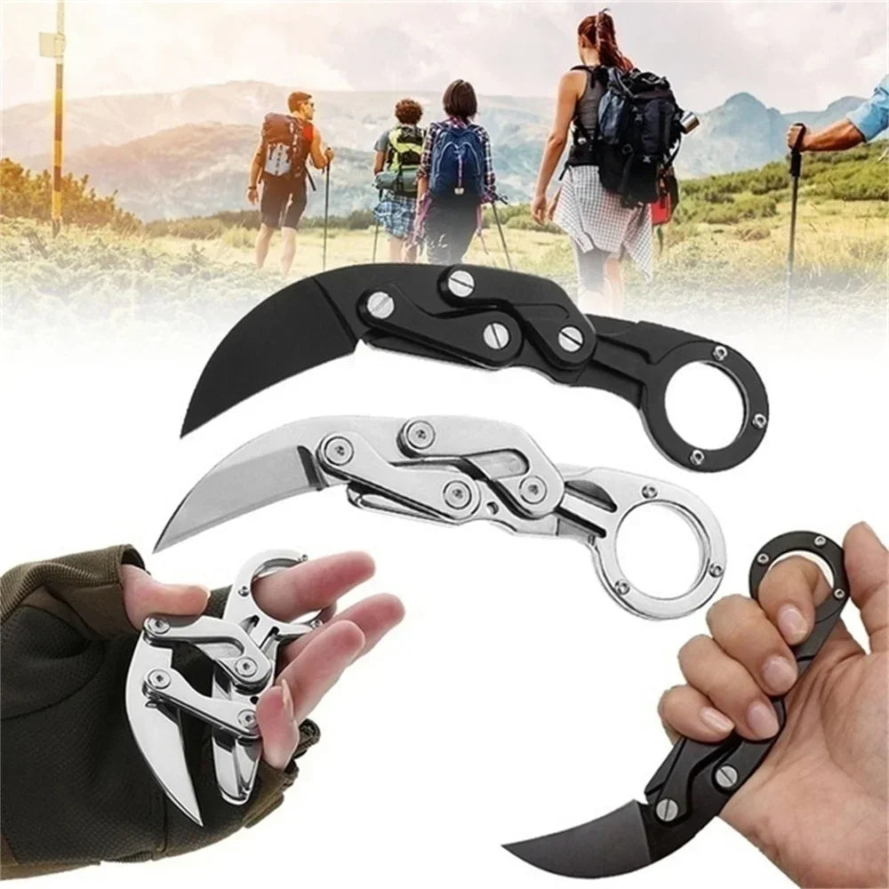 All-steel Claw Mechanical Knives Tactical Multifunction Outdoor Self Defense EDC Tool Gadget Gift for Men, Black/Silver