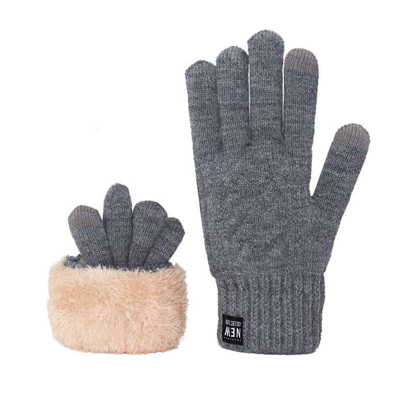 Wholesale Fleece Lined Fashion Warm Black Cable Knitted Winter Touch Screen Gloves