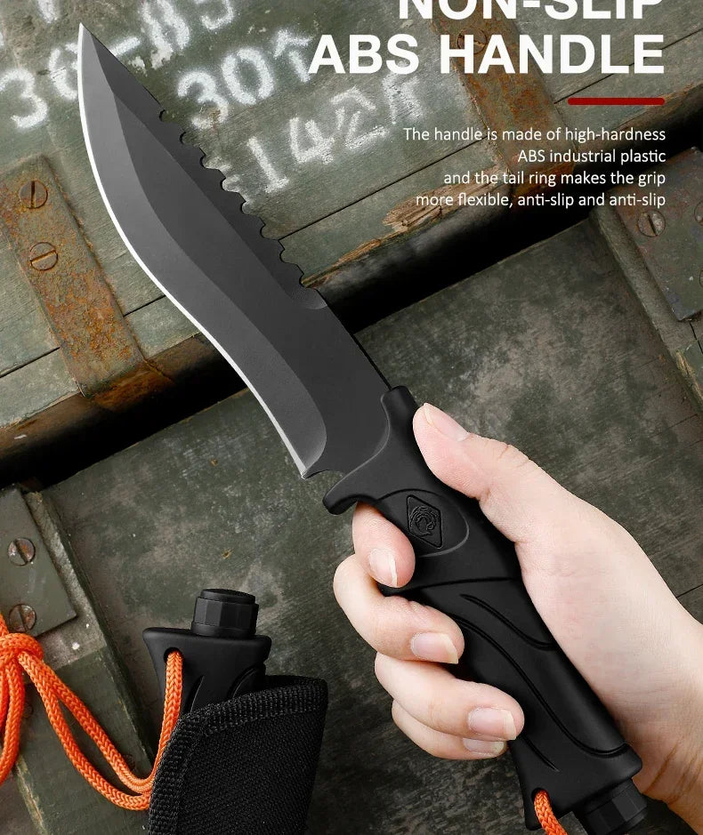 NEW Outdoor Camping Tactical Straight Knife, Portable Outdoor Tool Knife, EDC Gear, High Hardness Self-Defense Survival Knife