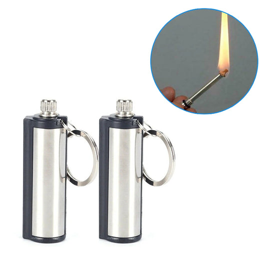 2PCS Outdoor Fire Starter Permanent Match Lighter Survival Tool Flint Keychain Camping