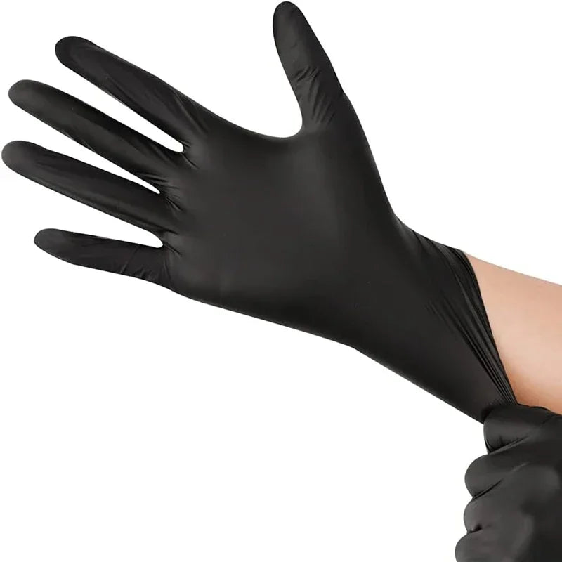 10/20/50/100pcs Disposable PVC Black Nitrile Gloves,Waterproof Latex Free,For Car Repair Food Safe Hair Dyeing Work Gloves