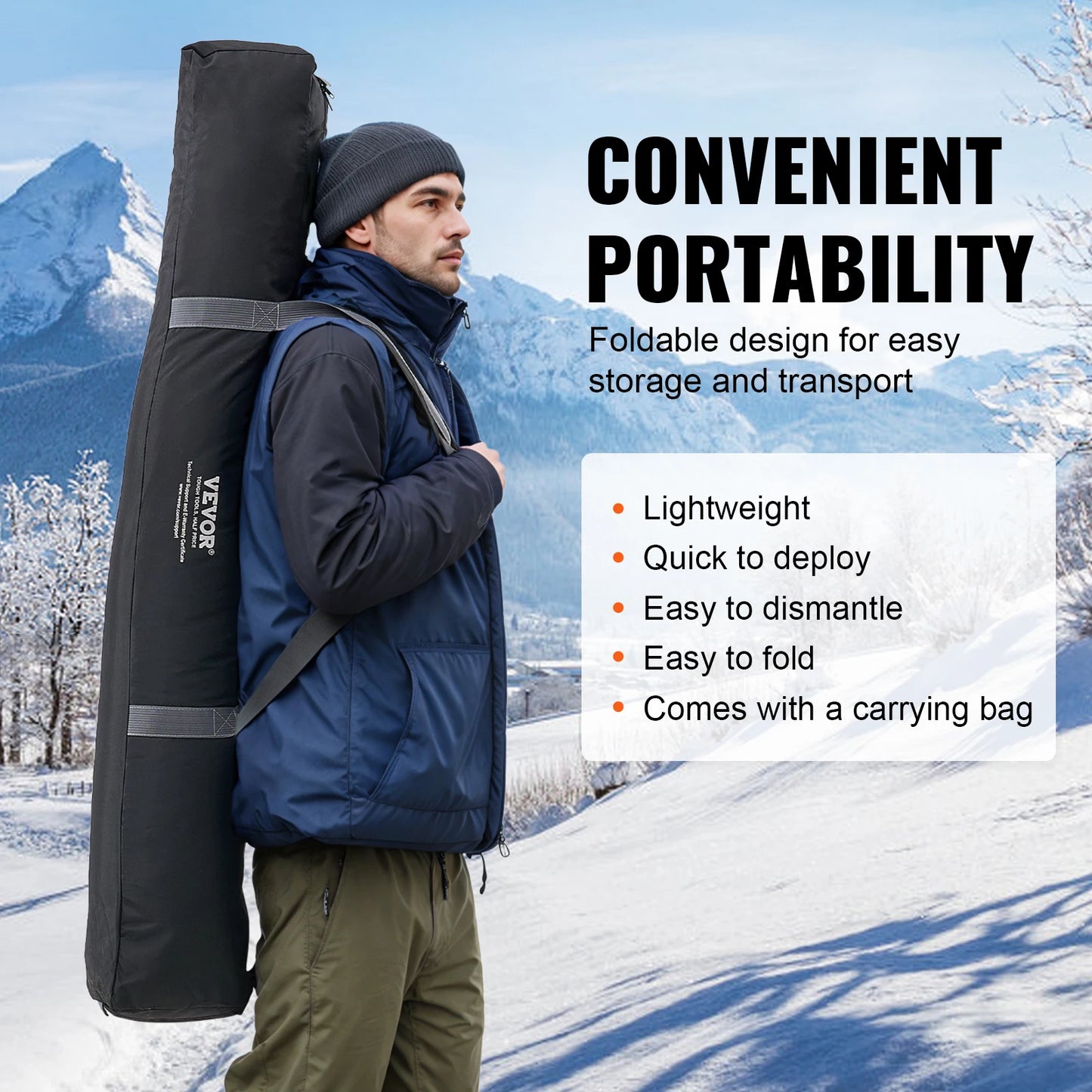 SucceBuy Portable Ice Shelter 70 Square Feet Fishable Area Shanty for Winter Fishing Waterproof Ice Cube with Anchors Carry Bag