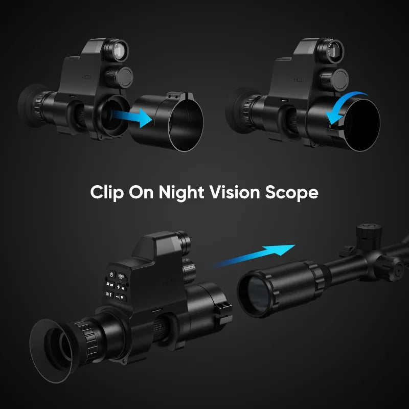1920x1080 OLED Night Vision Scope for Hunting HD Photos Videos Clip on Night Vision Monocular Day Night Observation up to 300M