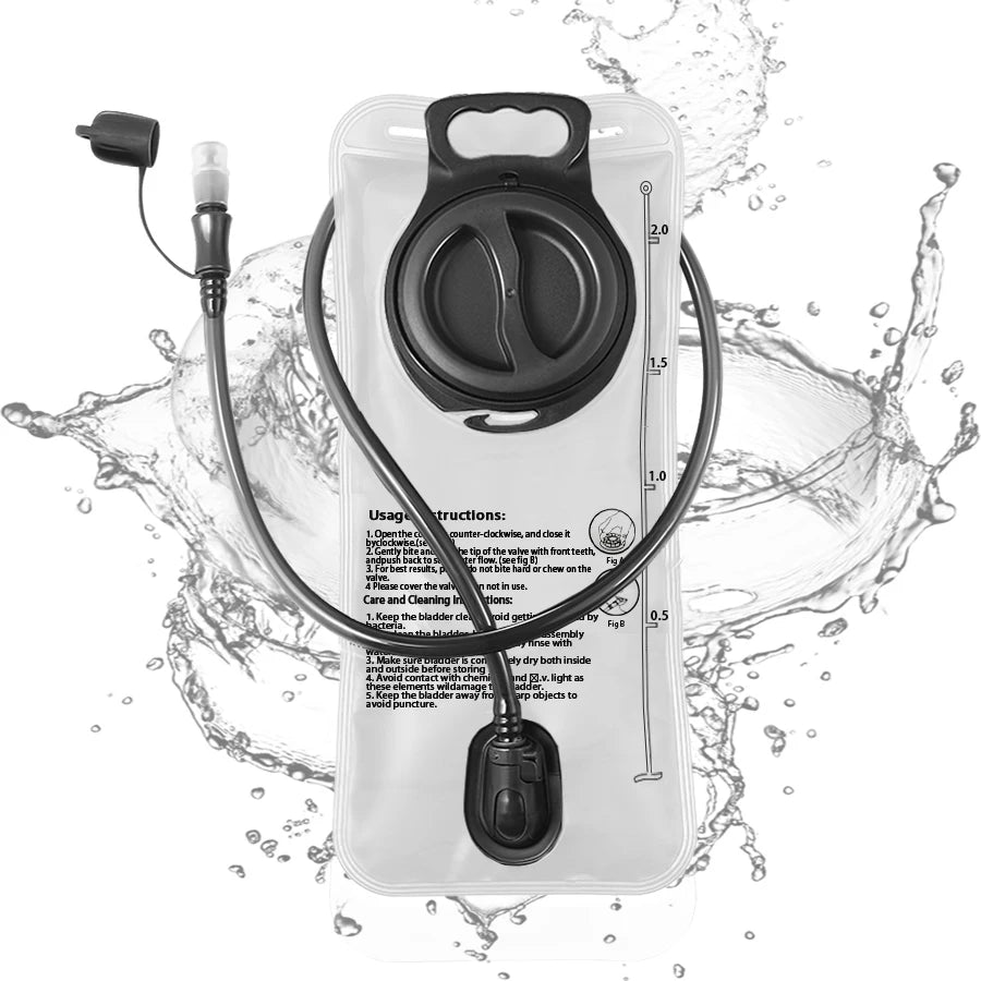 One click quick release water bag 1.5L-3.0L mountain backpack leak proof water bag, suitable for camping and hiking