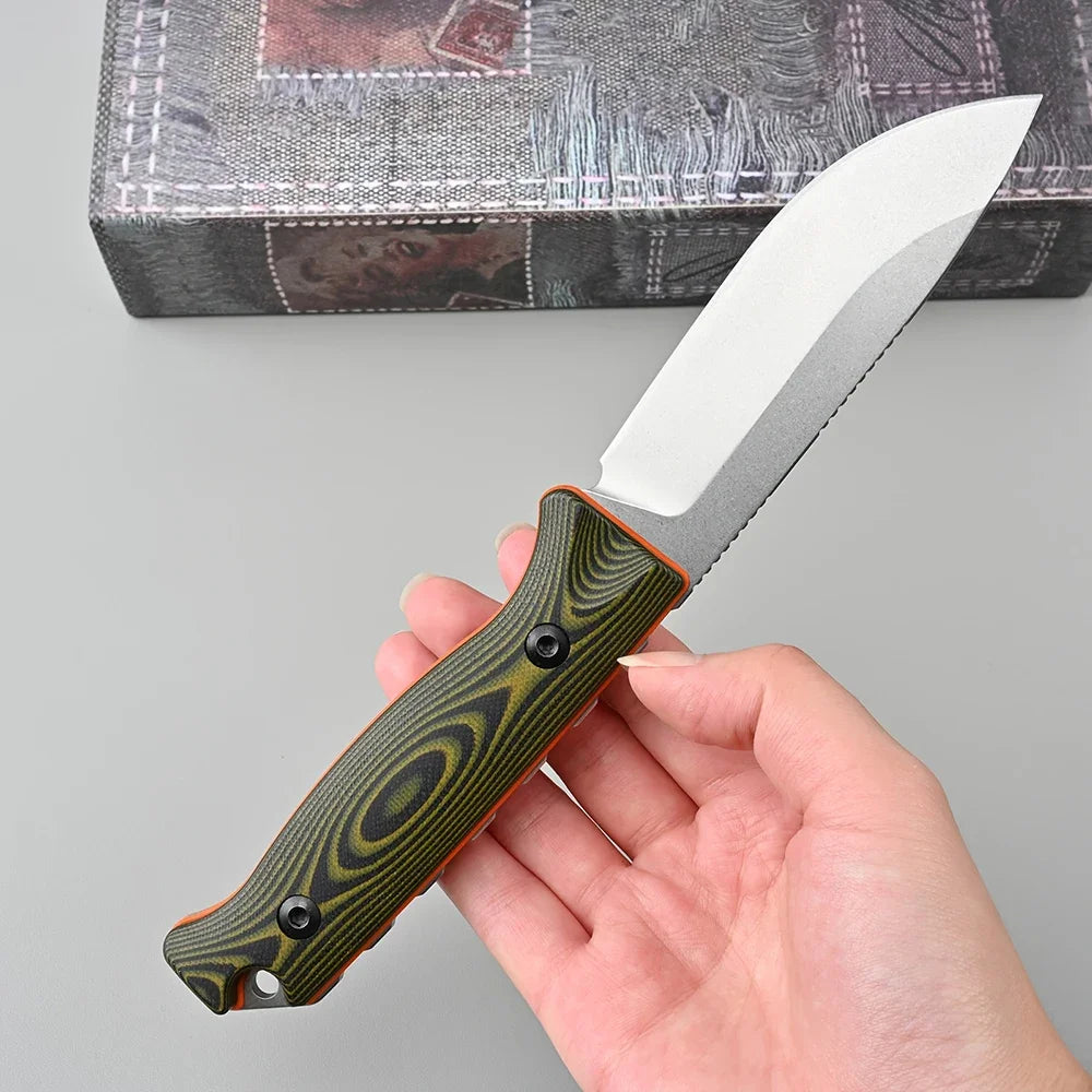 BM 15002/ 15017 Wilderness Survival Straight Blade Pocket Knife with Sheath Hunting Combat Tools Bushcrafter Outdoor Gift Knives