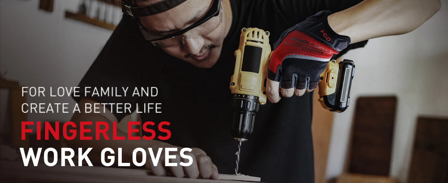 HANDLANDY Fingerless Work Gloves for Men Utility Half Finger Driving Cycling Working Gloves