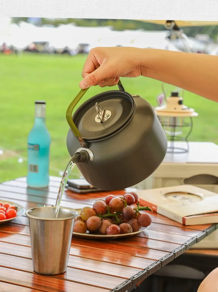 0.8L/1.1L/1.2L/1.6L/2L/2.5L Aluminum alloy Portable Outdoor Camping Coffee and Tea Kettle for Hiking Fishing Picnic and Cooking